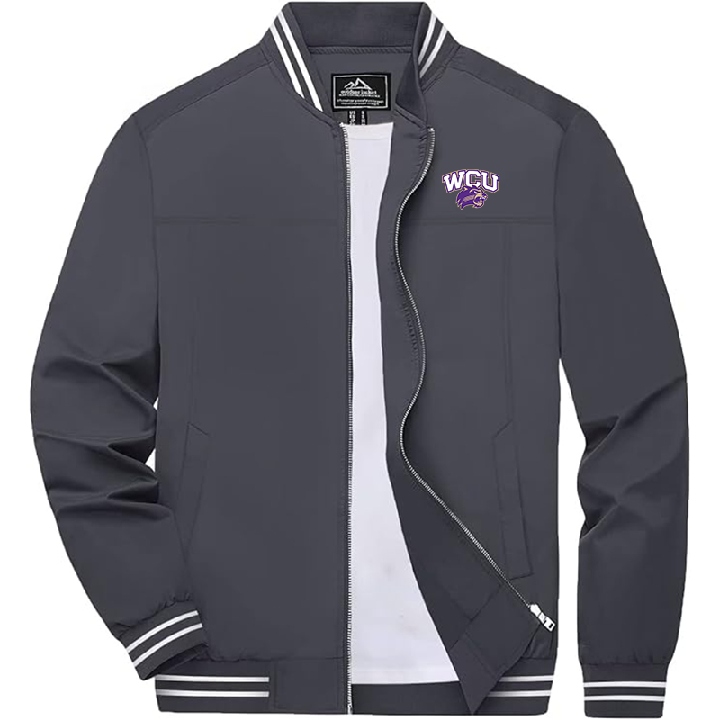 Men's Western Carolina Catamounts Lightweight Zip-Up Bomber Jacket  Ribbed Collar and Cuffs Outerwear Western Carolina Catamounts