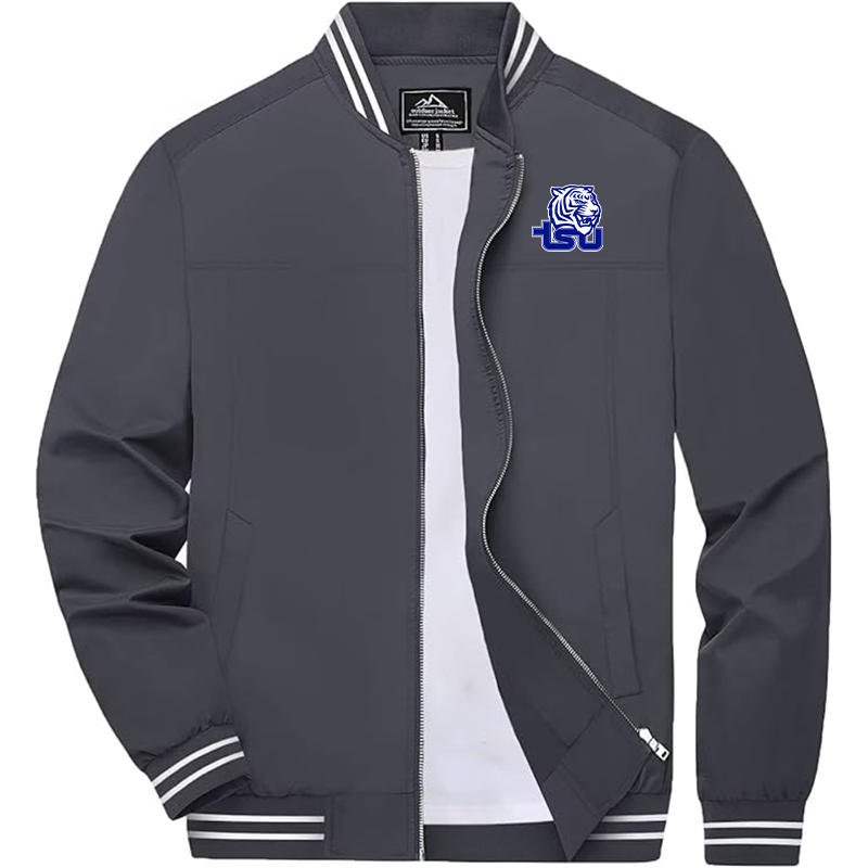 Men's  Tennessee State Tigers Zip-Up Bomber Jacket Ribbed Collar and Cuffs Outerwear