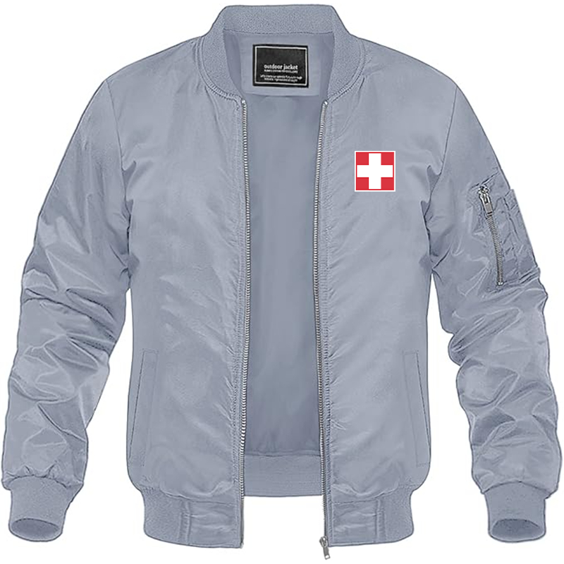 Men's  Switzerland National Football Soccer Team  Lightweight Bomber Jacket Windbreaker Softshell Varsity Jacket Coat