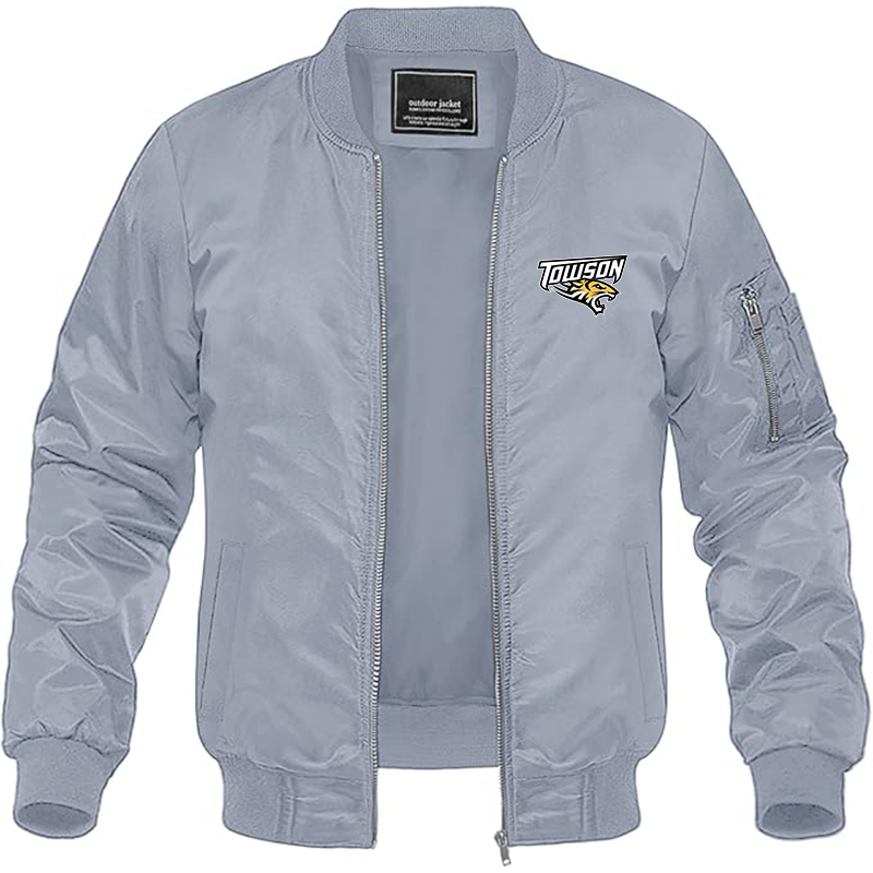 Men's Towson Tigers Lightweight Bomber Jacket Windbreaker Softshell Varsity Jacket Coat