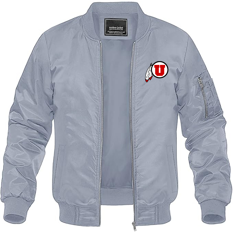 Men's  Utah Utes Lightweight Bomber Jacket Windbreaker Softshell Varsity Jacket Coat