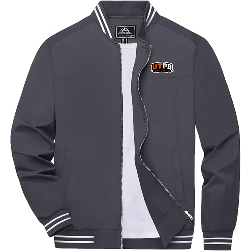 Men's UTPB Falcons  Zip-Up Bomber Jacket Ribbed Collar and Cuffs Outerwear