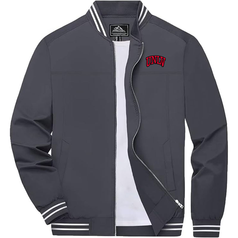 Men's UNLV Rebels  Zip-Up Bomber Jacket Ribbed Collar and Cuffs Outerwear