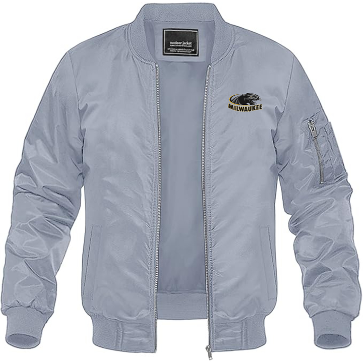 Men's Wisconsin Milwaukee Panthers Lightweight Bomber Jacket Windbreaker Softshell Varsity Jacket Coat