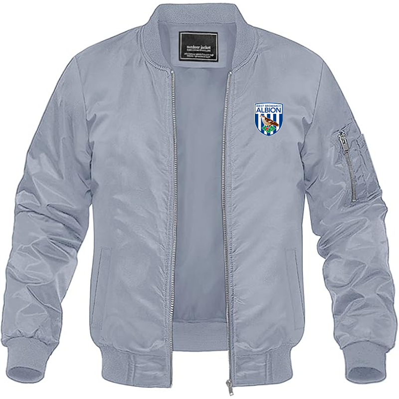 Men's West Bromwich Albion Soccer Lightweight Bomber Jacket Windbreaker Softshell Varsity Jacket Coat
