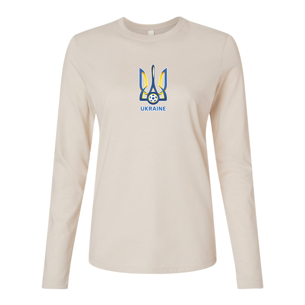 BELLA CANVAS Women’s Ukraine National Football Soccer Team Jersey Long Sleeve Tee