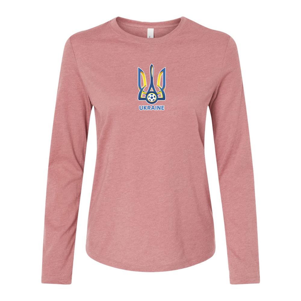 BELLA CANVAS Women’s Ukraine National Football Soccer Team Jersey Long Sleeve Tee