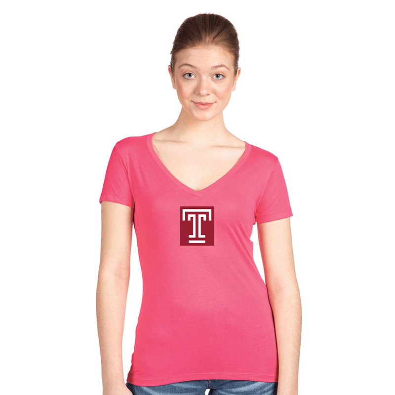 Women's Temple Owls  Next Level V-Neck T-Shirt