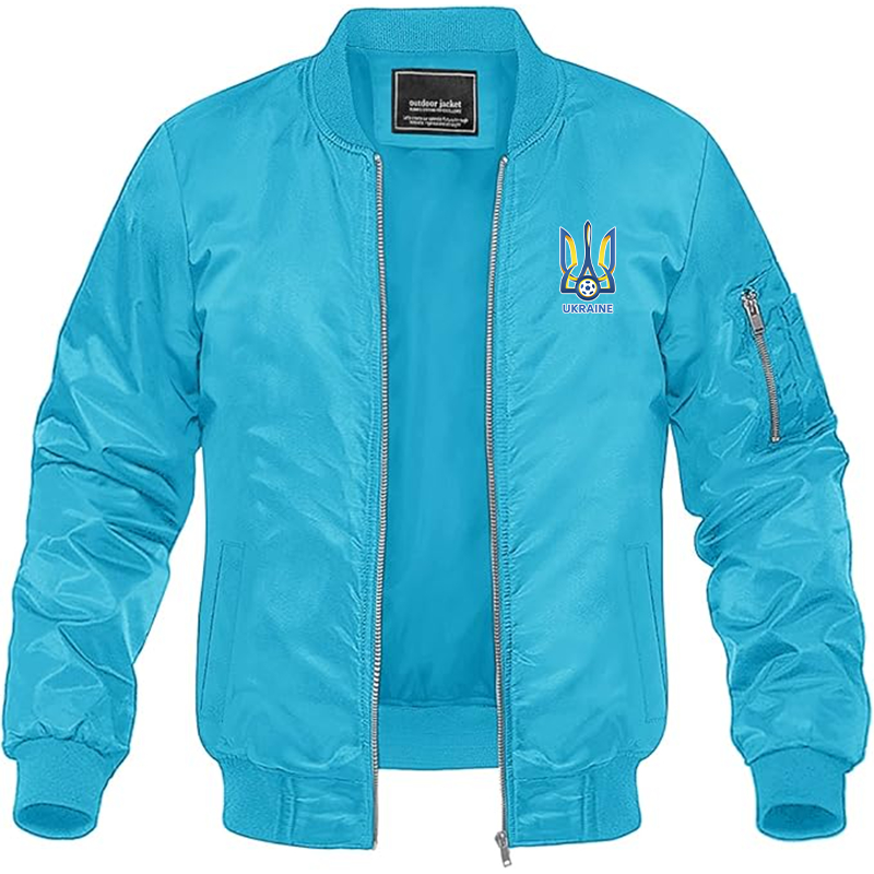 Men's Ukraine National Football Soccer Team Lightweight Bomber Jacket Windbreaker Softshell Varsity Jacket Coat