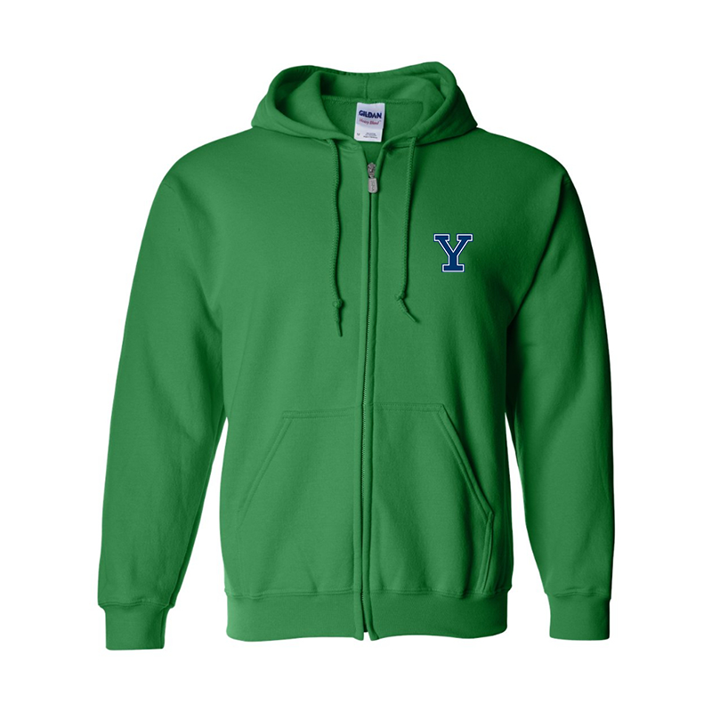 Men's Yale Bulldogs Gildan  Heavy Blend Full Zip Hooded Sweatshirt