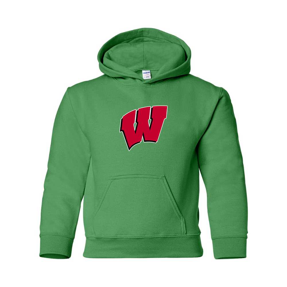 Youth Wisconsin Badgers Gildan Heavy Blend  Hooded Sweatshirt