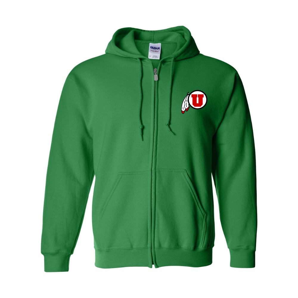 Men's  Utah Utes Gildan  Heavy Blend Full Zip Hooded Sweatshirt