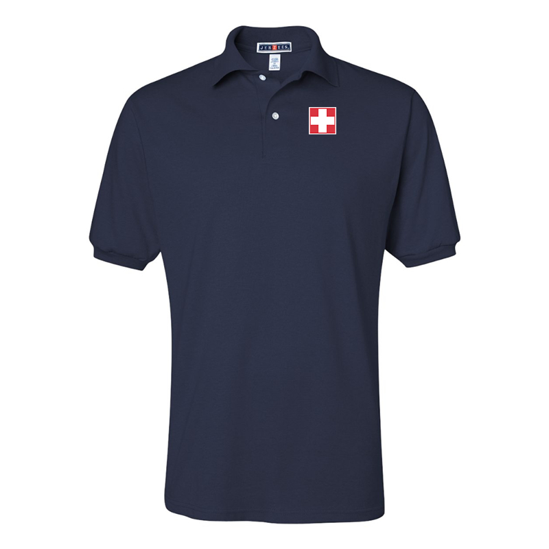 Men's  Switzerland National Football Soccer Team JERZEES  SpotShield polo