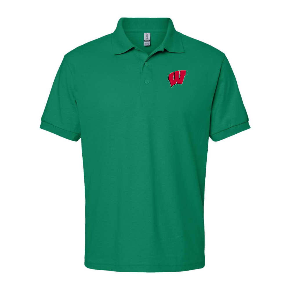 Men's Wisconsin Badgers Gildan Dry Blend Jersey Polo