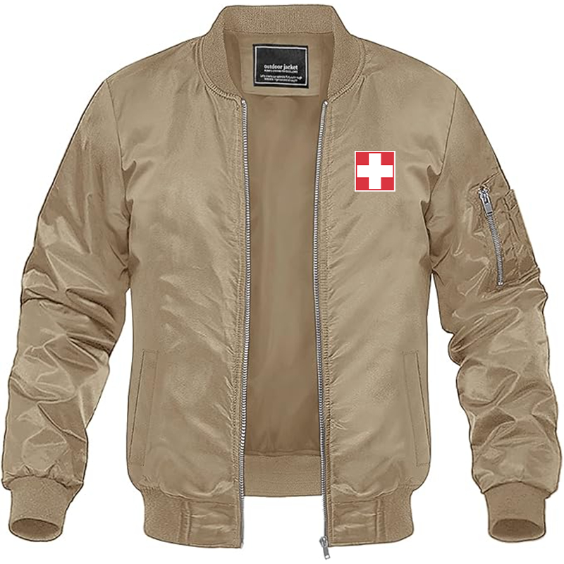 Men's  Switzerland National Football Soccer Team  Lightweight Bomber Jacket Windbreaker Softshell Varsity Jacket Coat