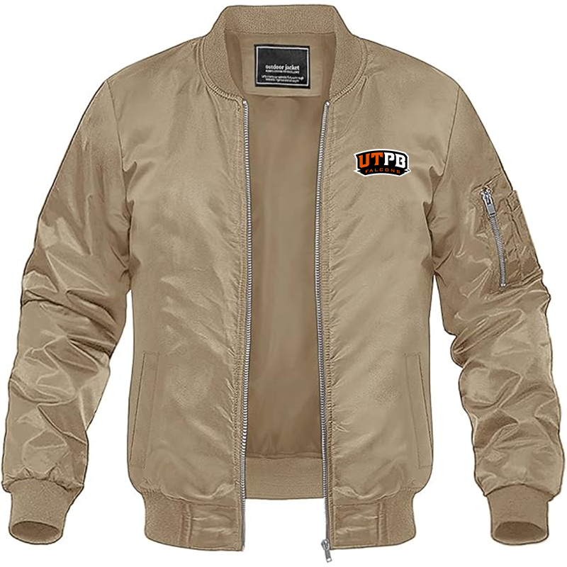 Men' UTRGV Vaqueros Lightweight Bomber Jacket Windbreaker Softshell Varsity Jacket Coat