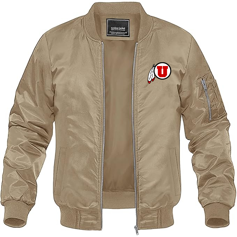 Men's  Utah Utes Lightweight Bomber Jacket Windbreaker Softshell Varsity Jacket Coat