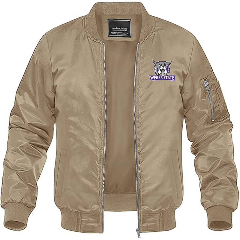 Men's Weber State Wildcats Lightweight Bomber Jacket Windbreaker Softshell Varsity Jacket Coat