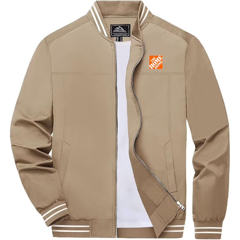 Men's  The Home Depot Zip-Up Bomber Jacket Ribbed Collar and Cuffs Outerwear