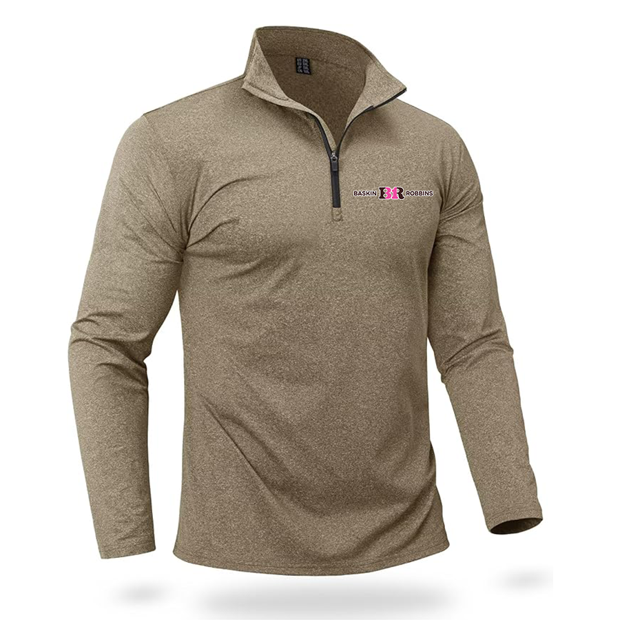 Men's Baskin-Rоbbins Boladeci Men_s Quarter Zip Pullover Premium Fleece Lined Heather Long Sleeve Golf Shirts Midweight 1_4 Half Zip Sweatshirts