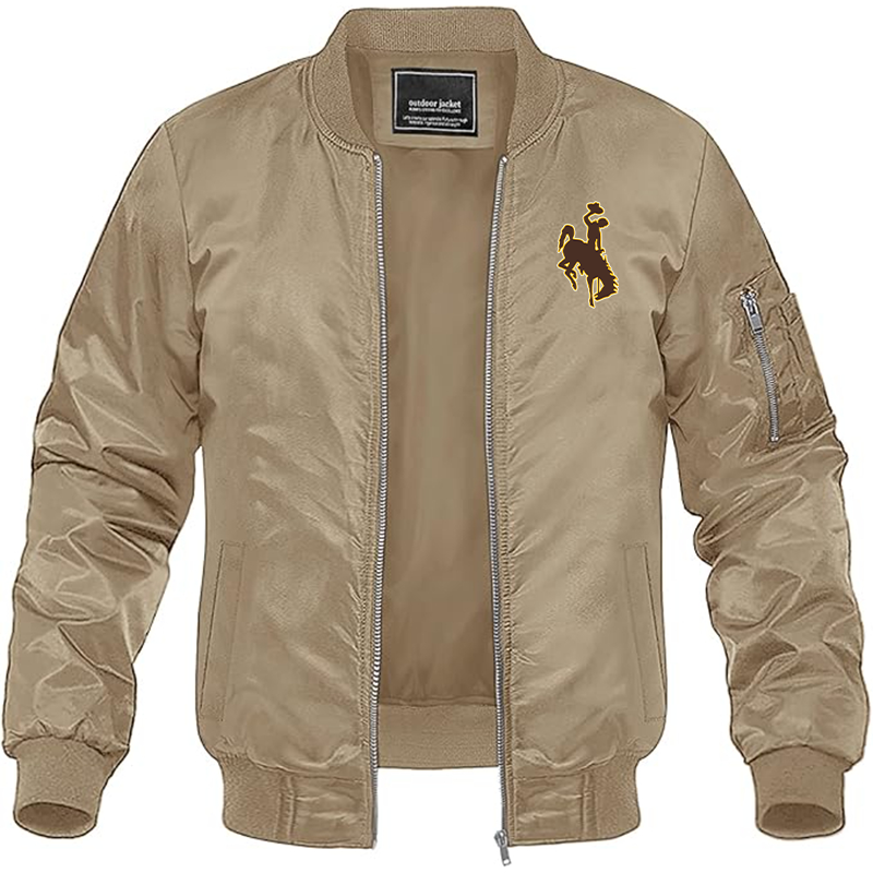 Men's Wyoming Cowboys Lightweight Bomber Jacket Windbreaker Softshell Varsity Jacket Coat