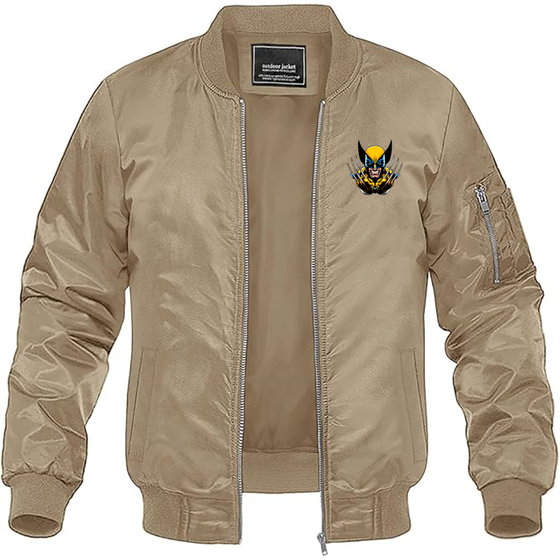 Men's Wolverine 2025 Art  Lightweight Bomber Jacket Windbreaker Softshell Varsity Jacket Coat