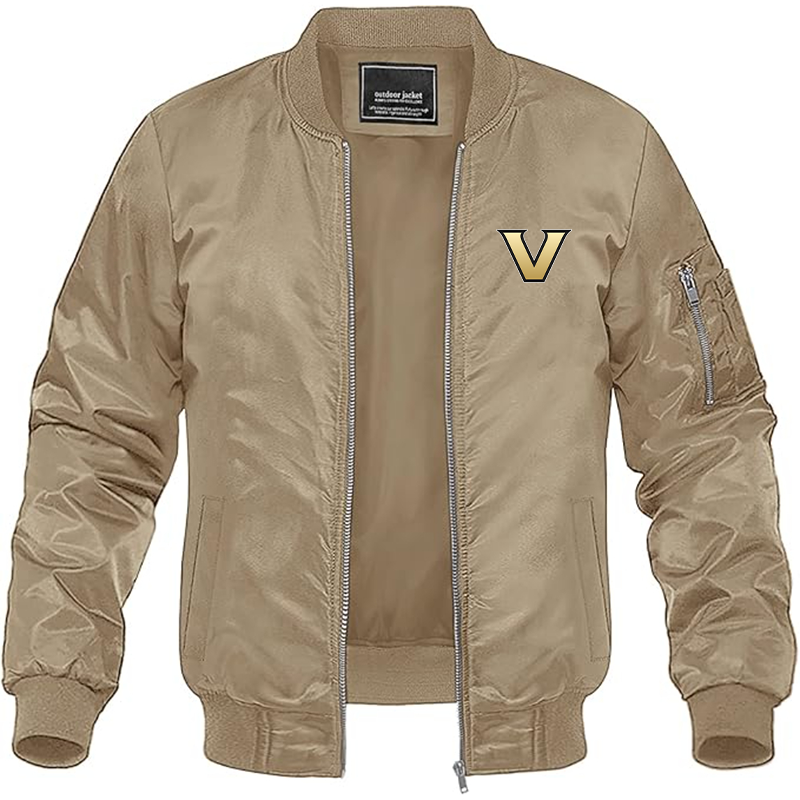 Men's Vanderbilt Commodores Lightweight Bomber Jacket Windbreaker Softshell Varsity Jacket Coat