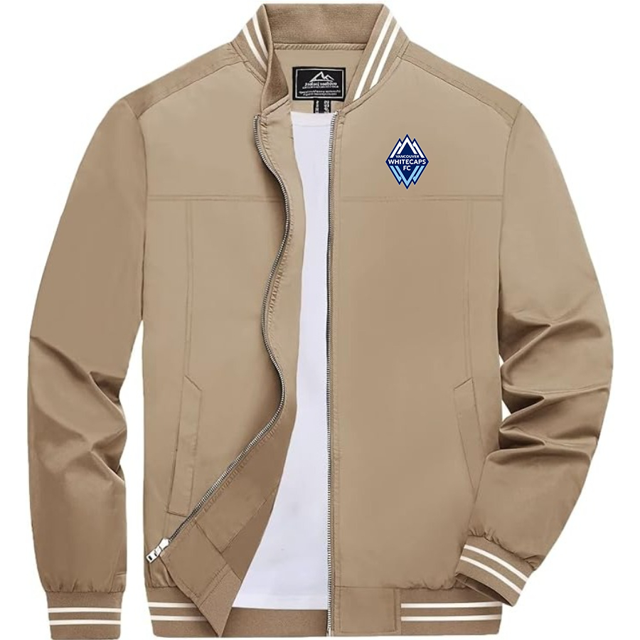 Men's Vancouver Whitecaps FC Lightweight Zip-Up Bomber Jacket  Ribbed Collar and Cuffs Outerwear
