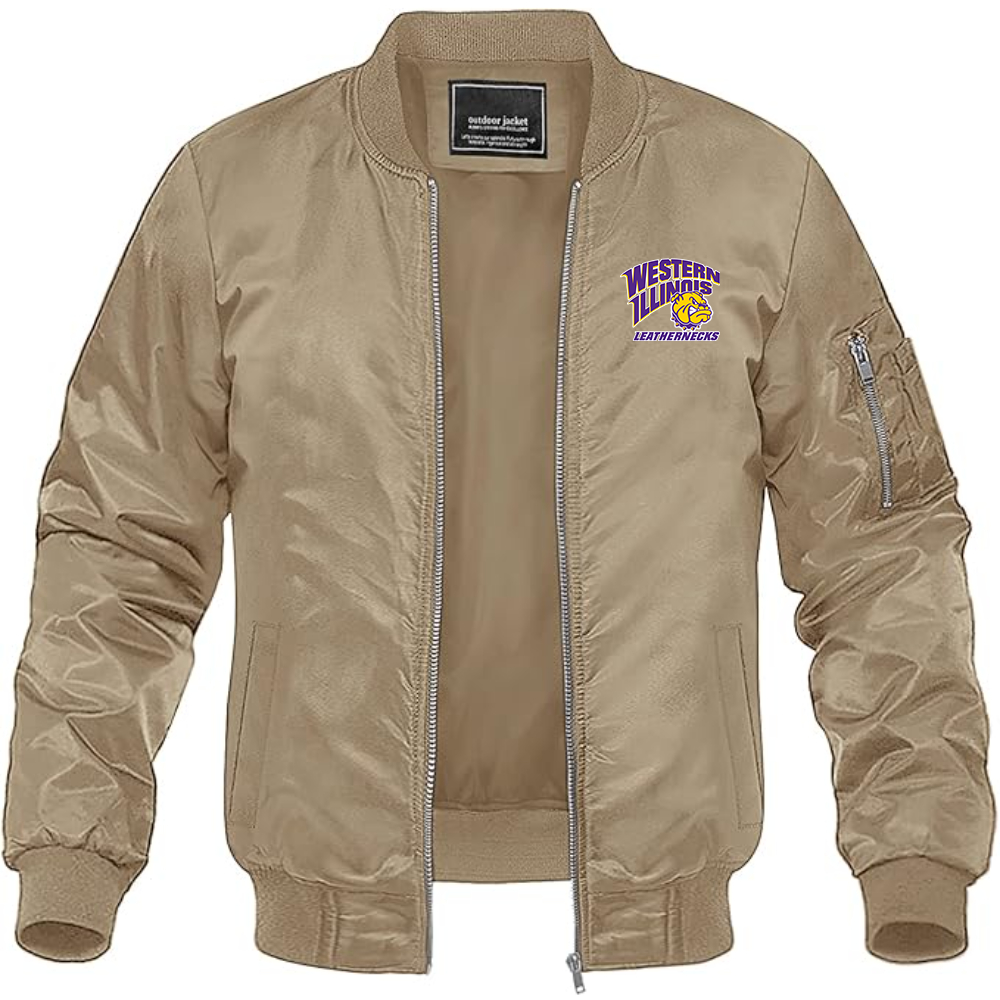 Men's Western Illinois Leathernecks Lightweight Bomber Jacket Windbreaker Softshell Varsity Jacket Coat