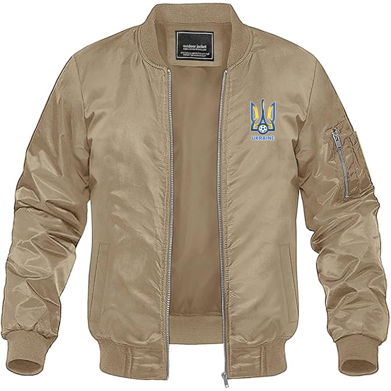 Men's Ukraine National Football Soccer Team Lightweight Bomber Jacket Windbreaker Softshell Varsity Jacket Coat