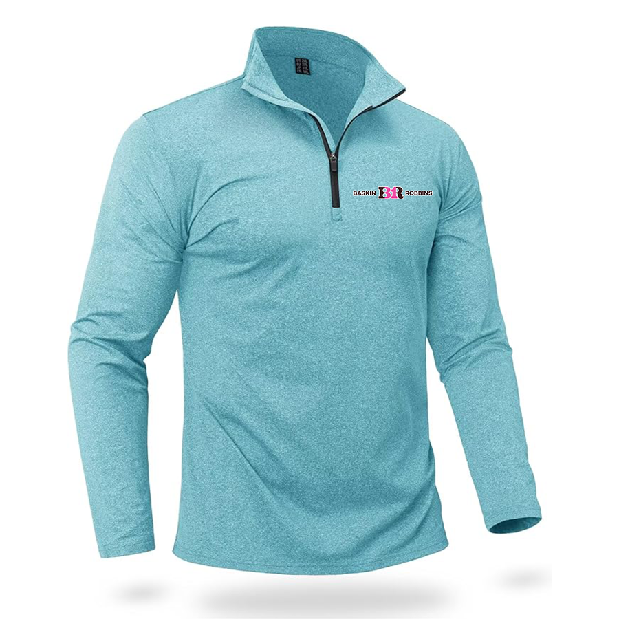 Men's Baskin-Rоbbins Boladeci Men_s Quarter Zip Pullover Premium Fleece Lined Heather Long Sleeve Golf Shirts Midweight 1_4 Half Zip Sweatshirts