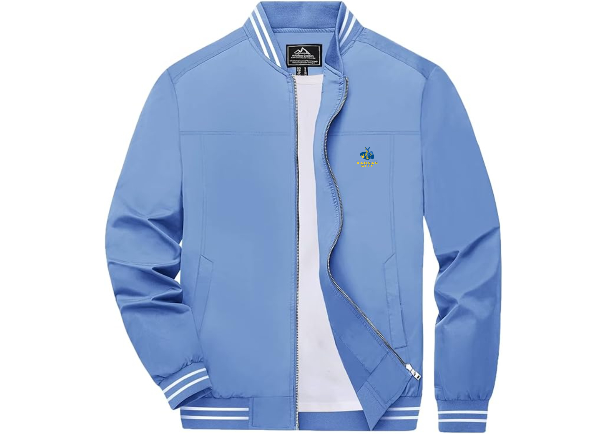 Men's UMKC Kangaroos Lightweight Zip-Up Bomber Jacket Ribbed Collar and Cuffs