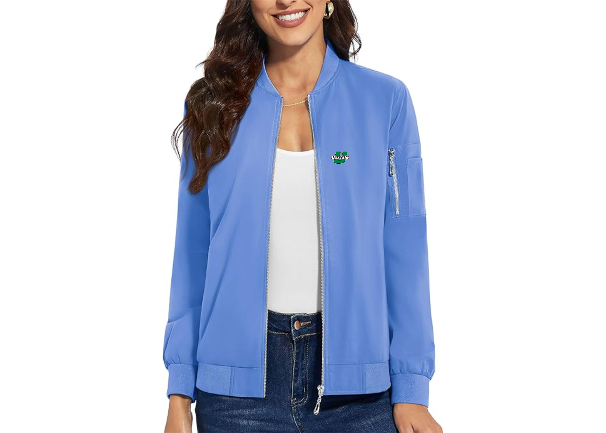 Women's USC Upstate Spartans Premium Bomber Jacket with Polished Detailing and Functional Sleeve Pocket Modern Luxury Outerwear