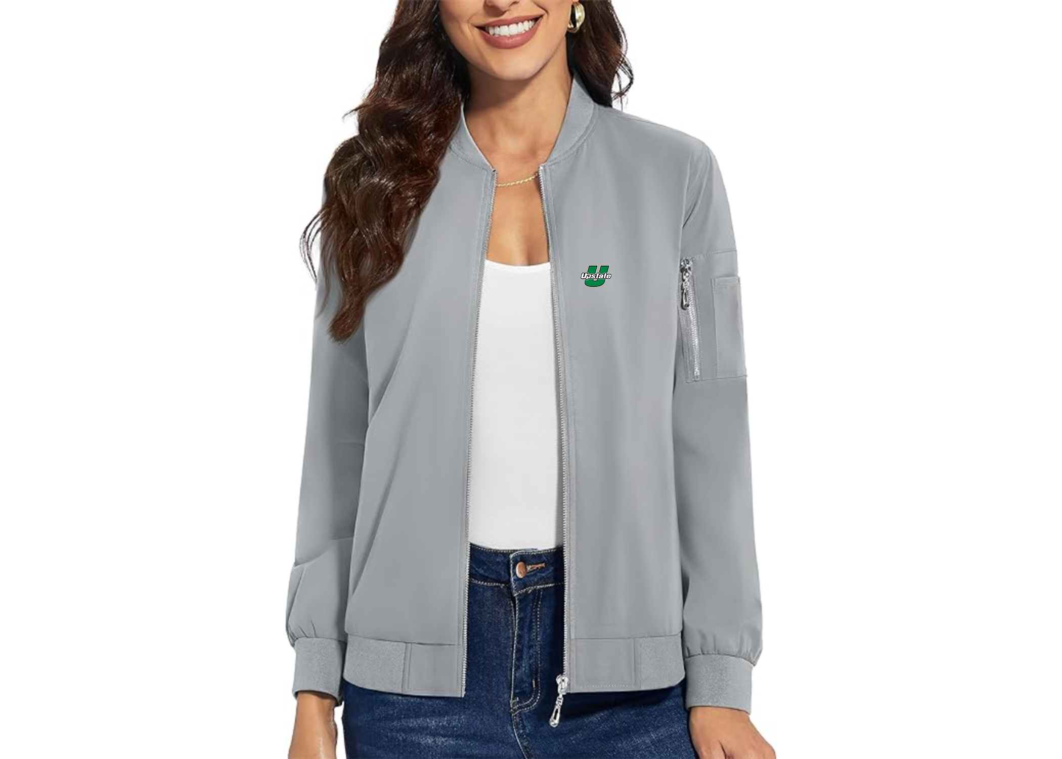 Women's USC Upstate Spartans Premium Bomber Jacket with Polished Detailing and Functional Sleeve Pocket Modern Luxury Outerwear