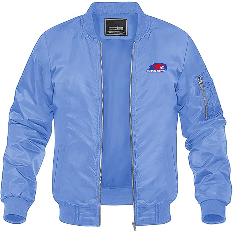 Men's UMass Lowell River Hawks Lightweight Bomber Jacket Windbreaker Softshell Varsity Jacket Coat