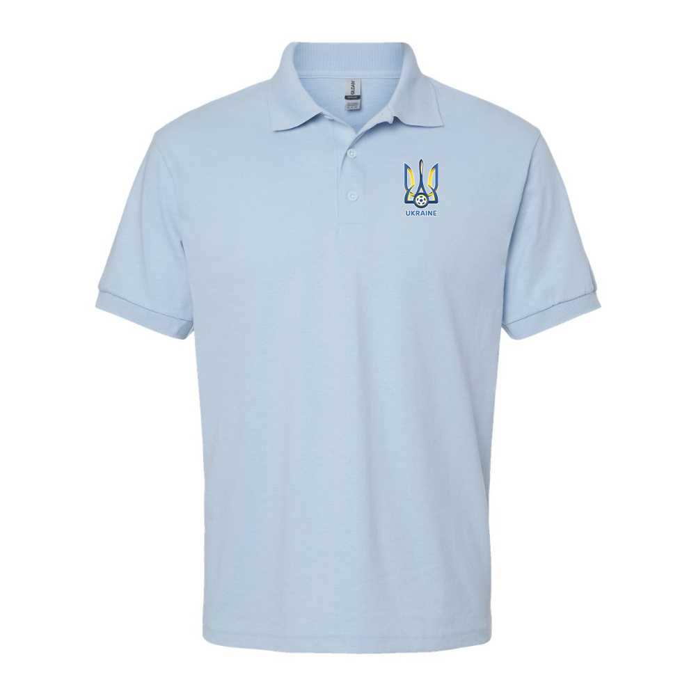 Men's Ukraine National Football Soccer Team Gildan Dry Blend Jersey Polo
