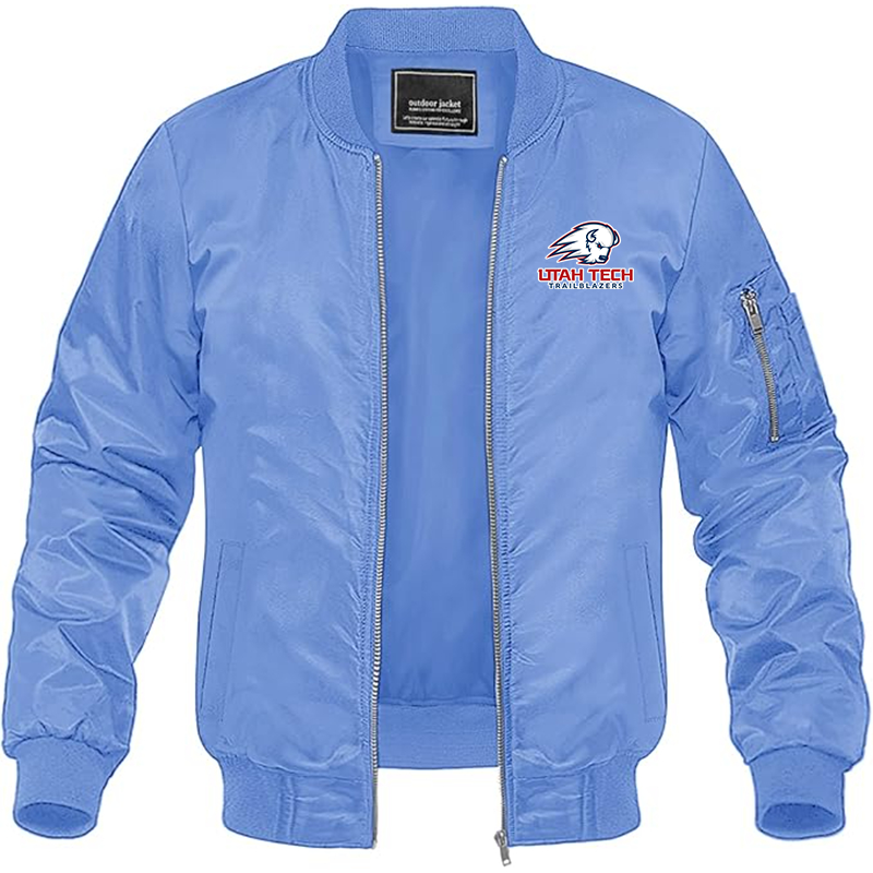 Men's Utah Tech Trailblazers Lightweight Bomber Jacket Windbreaker Softshell Varsity Jacket Coat