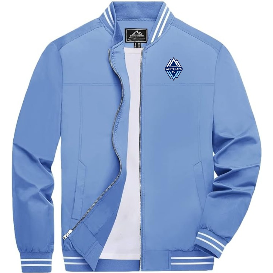 Men's Vancouver Whitecaps FC Lightweight Zip-Up Bomber Jacket  Ribbed Collar and Cuffs Outerwear