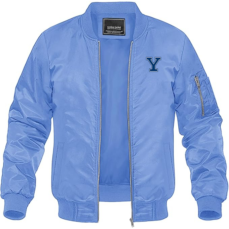 Men's Yale Bulldogs Lightweight Bomber Jacket Windbreaker Softshell Varsity Jacket Coat