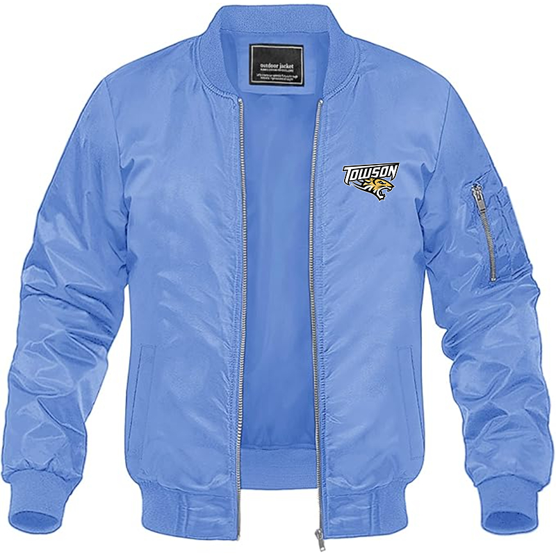 Men's Towson Tigers Lightweight Bomber Jacket Windbreaker Softshell Varsity Jacket Coat