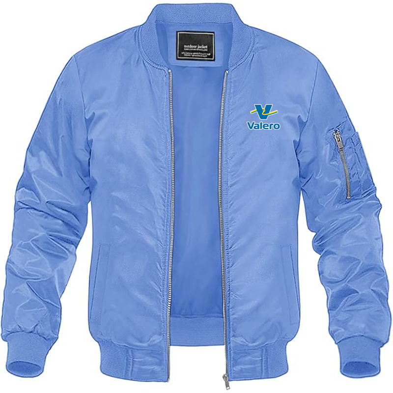 Men's Valero Gas Station Lightweight Bomber Jacket Windbreaker Softshell Varsity Jacket Coat
