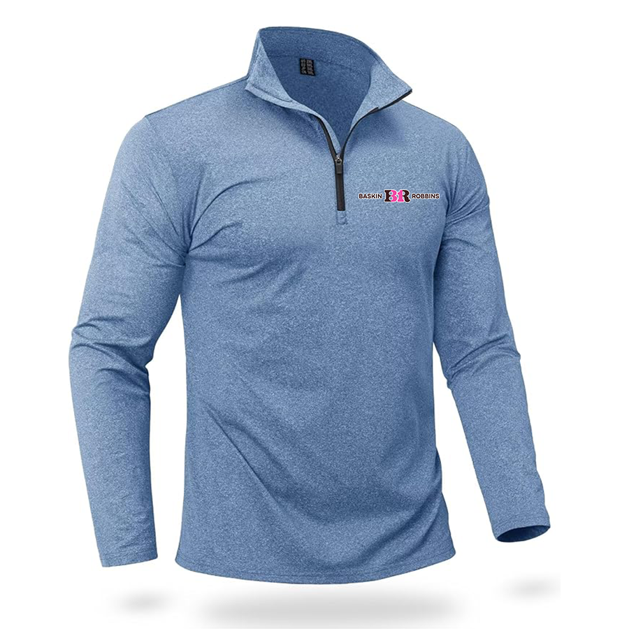 Men's Baskin-Rоbbins Boladeci Men_s Quarter Zip Pullover Premium Fleece Lined Heather Long Sleeve Golf Shirts Midweight 1_4 Half Zip Sweatshirts