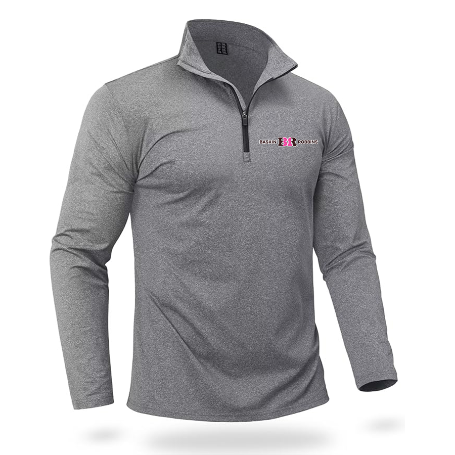Men's Baskin-Rоbbins Boladeci Men_s Quarter Zip Pullover Premium Fleece Lined Heather Long Sleeve Golf Shirts Midweight 1_4 Half Zip Sweatshirts