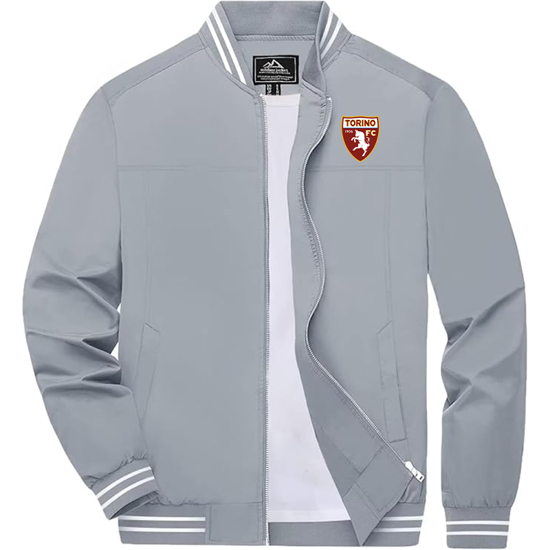 Men's  Torino Soccer Zip-Up Bomber Jacket Ribbed Collar and Cuffs Outerwear