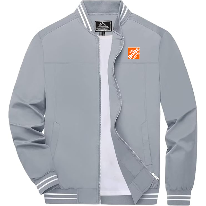 Men's  The Home Depot Zip-Up Bomber Jacket Ribbed Collar and Cuffs Outerwear