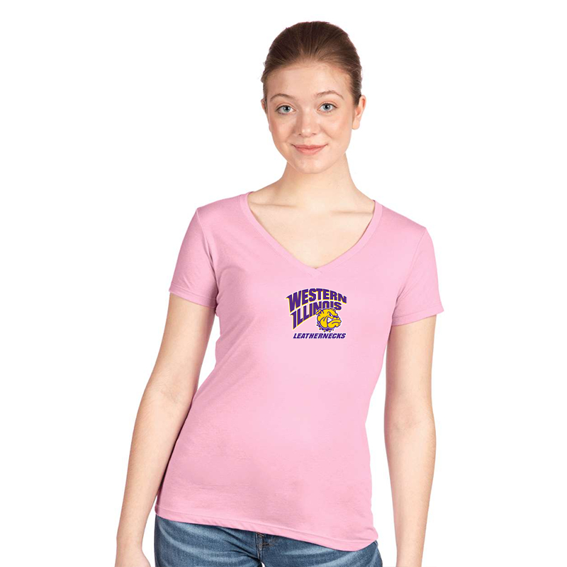 Women's Western Illinois Leathernecks  Next Level V-Neck T-Shirt