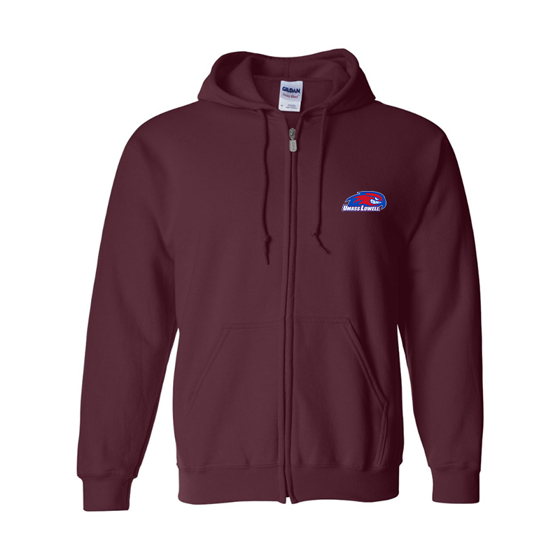 Men's  UMass Lowell River Hawks Gildan  Heavy Blend Full Zip Hooded Sweatshirt
