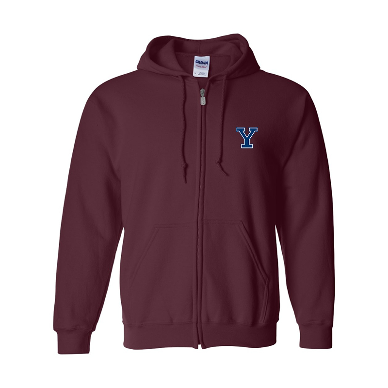 Men's Yale Bulldogs Gildan  Heavy Blend Full Zip Hooded Sweatshirt