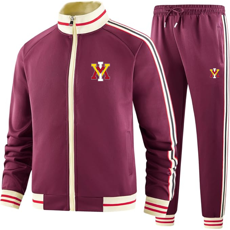 Men's VMI Keydets Tracksuit with Bold Striped Accents and Zippered Front