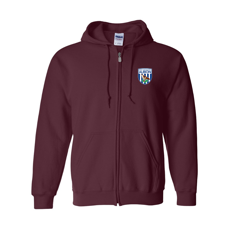 Men's West Bromwich Albion Soccer Gildan  Heavy Blend Full Zip Hooded Sweatshirt
